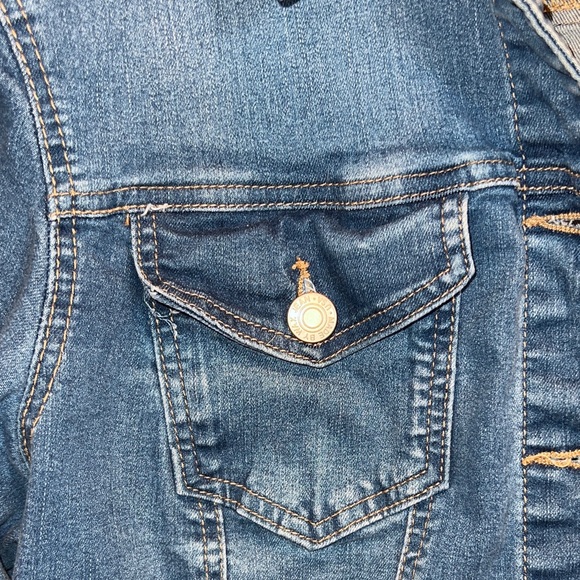 Wax Jean Women’s Button Down Cropped Blue Denim Jacket SZ 2XL - Picture 3 of 12